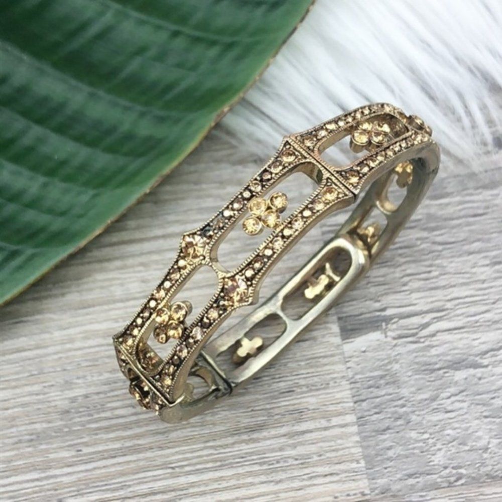 Monet Gold / Champagne Pavé Bejeweled Bracelet - Picture 2 of 10